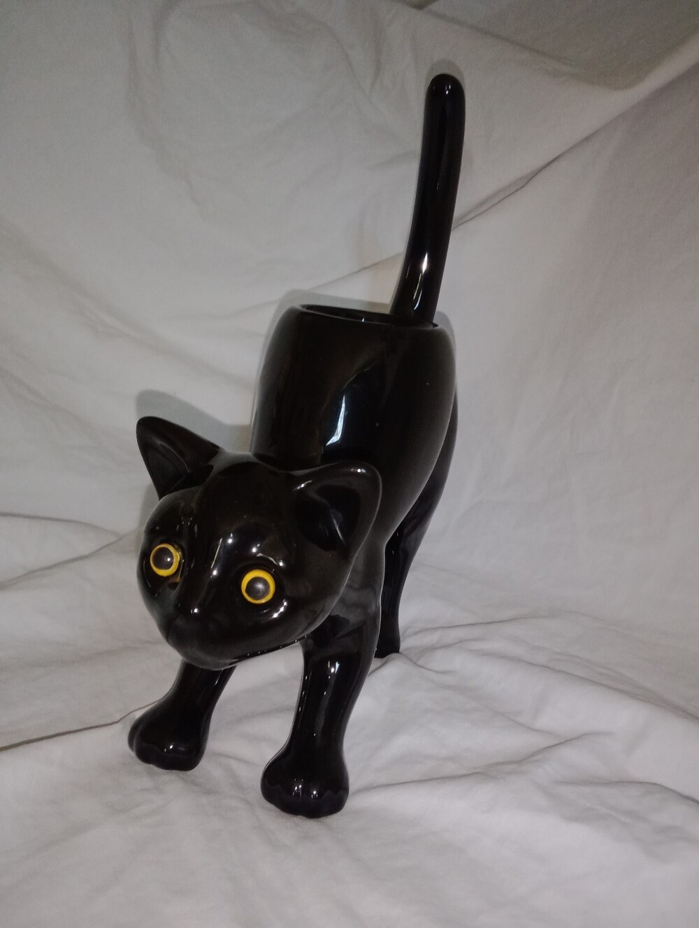 Vintage Retired Halloween Scared Kitty Cat Candle Holder PartyLite 9 3/4" Tall